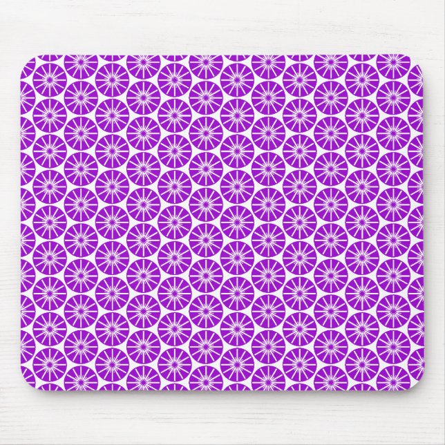 Mousepad Padrão de roda de estrela - Roxo em branco (Frente)