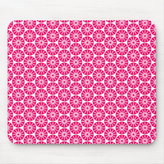 Mousepad Padrão de roda de estrela - Vermelho neon em branc (Frente)