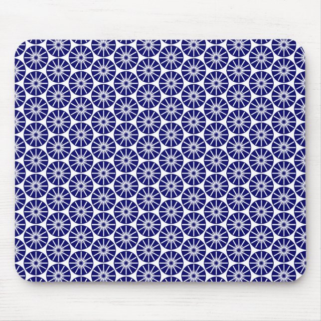 Mousepad Padrão de roda estelar - Marinho azul em branco (Frente)