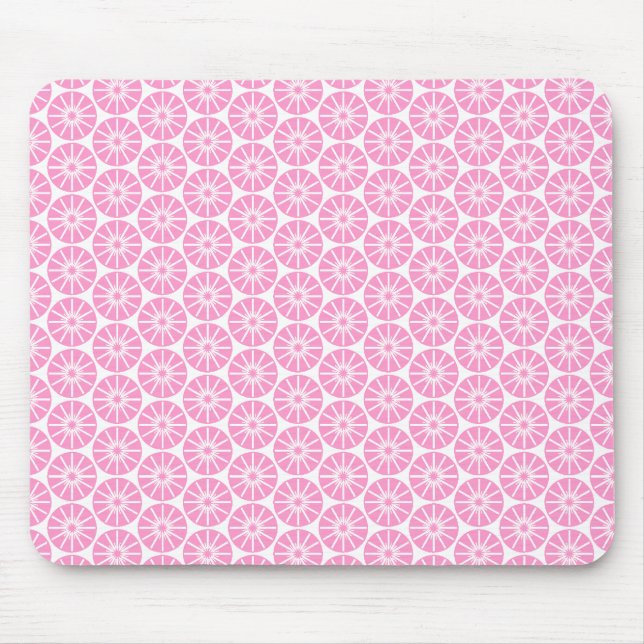 Mousepad Padrão de roda estelar - Rosa em branco (Frente)