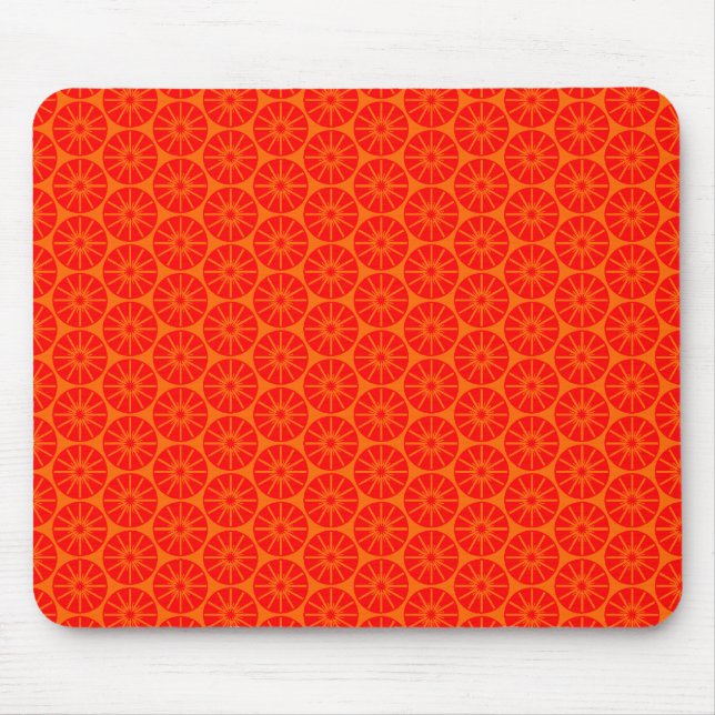 Mousepad Padrão de Roda Estrela - Vermelho em Laranja (Frente)