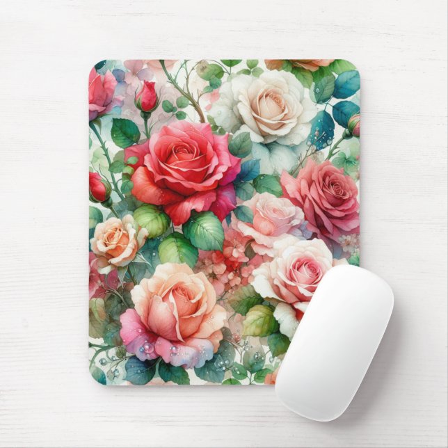 Mousepad Padrão de Rosa Caprichoso (Com mouse)