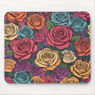 Mousepad Padrão de rosa colorida