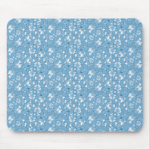Mousepad padrão de Rosa com azul claro