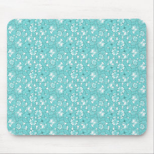 Mousepad padrão de Rosa em turquesa