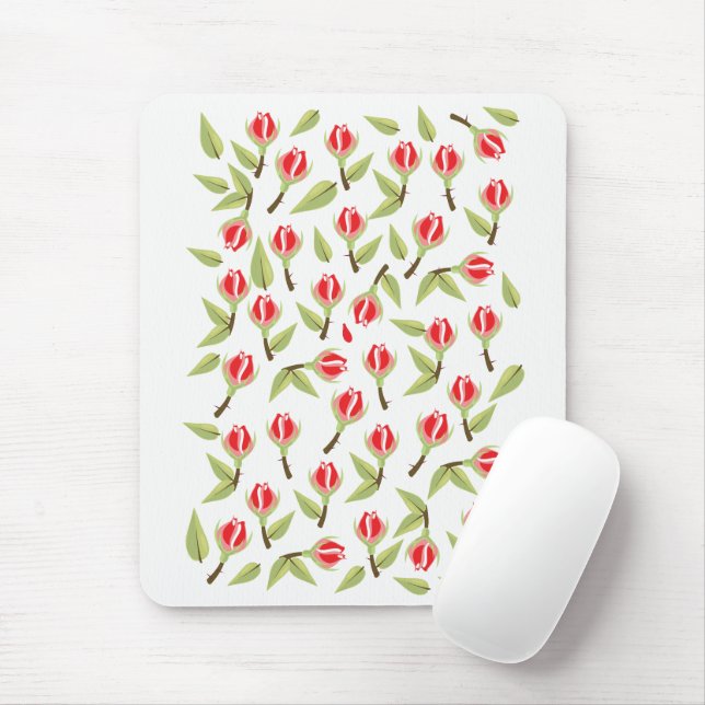 Mousepad Padrão de Rosa Vermelha (Com mouse)