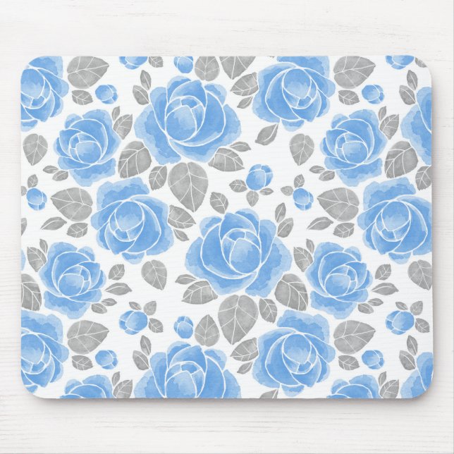 Mousepad Padrão de rosas azuis (Frente)