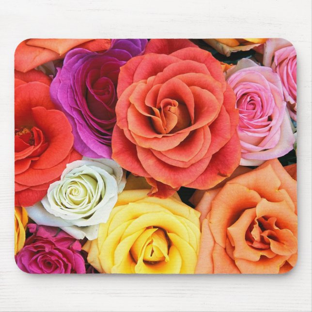 Mousepad Padrão de Rosas Coloridos (Frente)