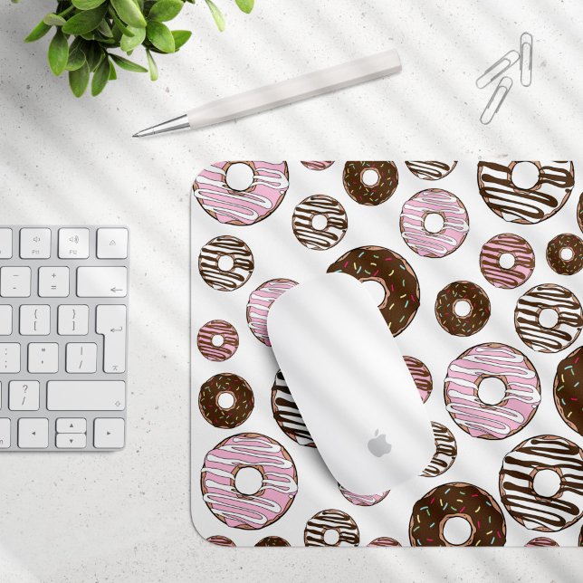 Mousepad Padrão De Rosquinhas, Rosquinhas Rosa, Rosquinhas  (Criador carregado)