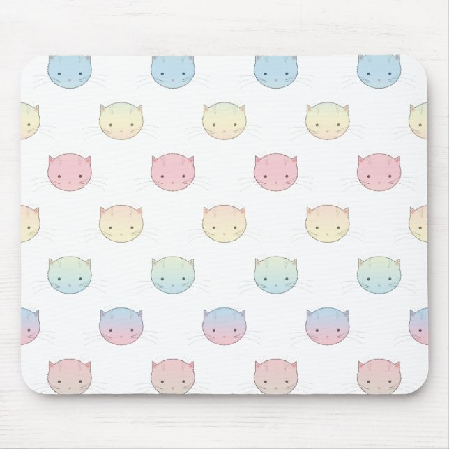 Mousepad Padrão de Rostos de Gatinho Pastel Fofo (Frente)