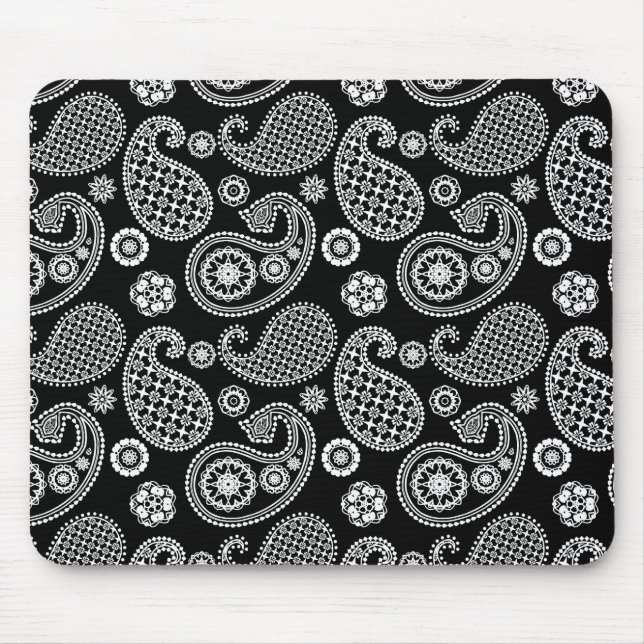 Mousepad Padrão de salsa, preto e branco (Frente)