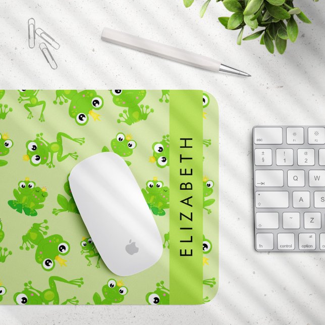 Mousepad Padrão de sapo, Sapos Verdes, Príncipe Sapo, Seu N (Criador carregado)