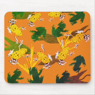 Mousepad Padrão de Sapos Verdes Amarelas