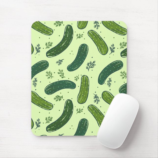 Mousepad Padrão de Seletor de Dill Desenhado Mão (Com mouse)