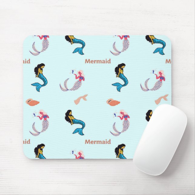 Mousepad Padrão de sereia em azul (Com mouse)