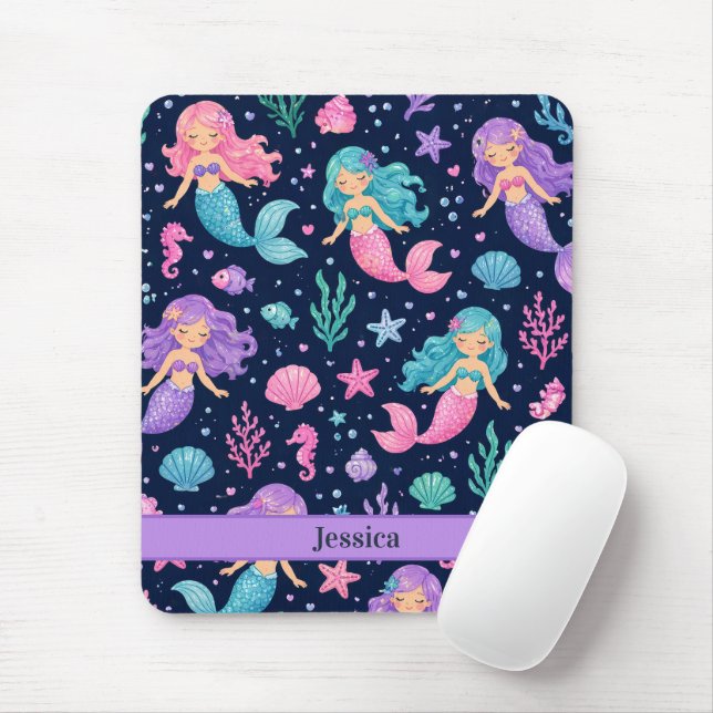 Mousepad Padrão de Sereia Fofa (Com mouse)