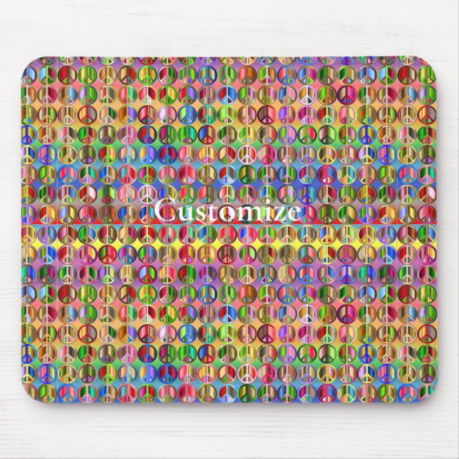 Mousepad padrão de símbolos de paz multicoloridos (Frente)