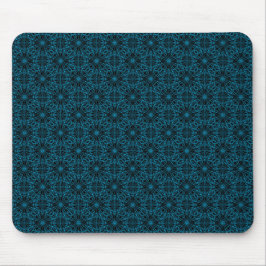 Mousepad Padrão de simetria geométrica preto azul claro bri