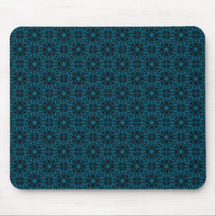 Mousepad Padrão de simetria geométrica preto azul claro bri