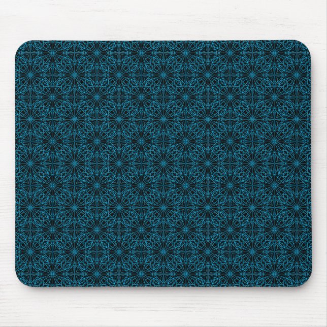 Mousepad Padrão de simetria geométrica preto azul claro bri (Frente)