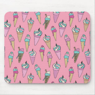 Mousepad Padrão de sorvete rosa-claro