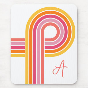 Mousepad Padrão de Stripes Curvas Brilhante com Monograma