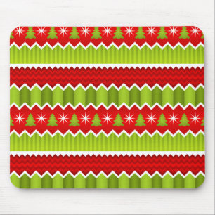 Mousepad Padrão De Stripes De Chevron Vermelho E Verde De N