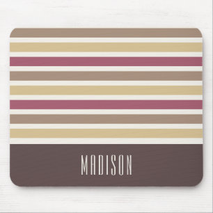 Mousepad Padrão de Stripes Retroativas de Nome Personalizad