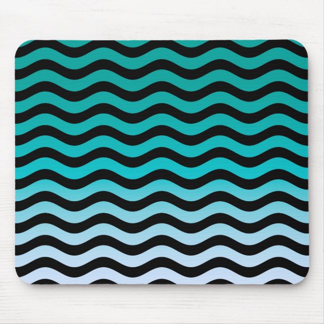 Mousepad Padrão de Stripes Turquesas Ondas (Frente)