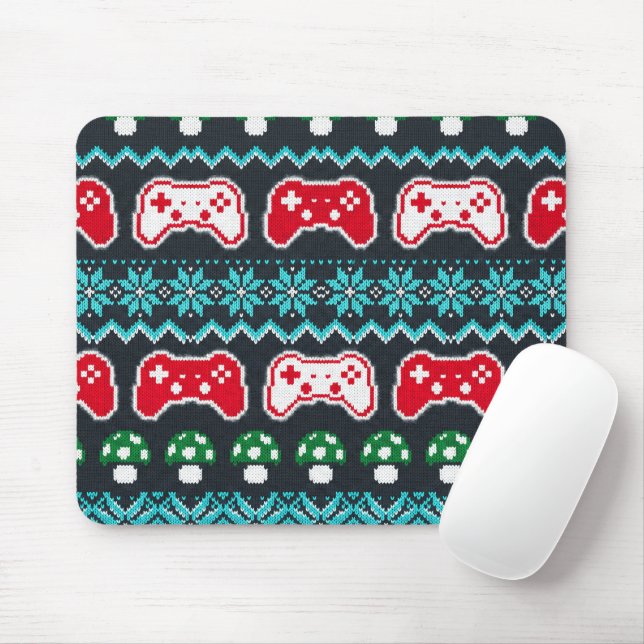 Mousepad Padrão de Suéter Feio de Natal Controle de Jogo (Com mouse)