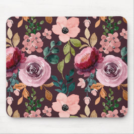Mousepad Padrão de Superfície Floral - Colorido Aquarela Mo