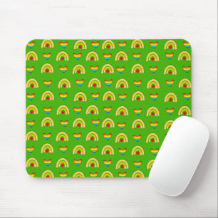Mousepad Padrão de Suprimentos Escolares com Corações Verde