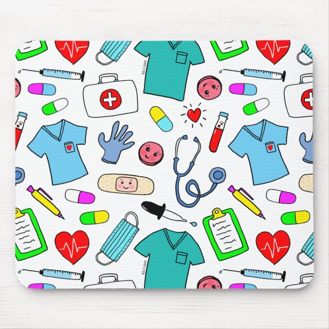 Mousepad Padrão De Suprimentos Médicos De Enfermeira (Frente)