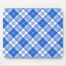 Mousepad Padrão de Tartan Branco Azul Escuro yxm0uat9 na di