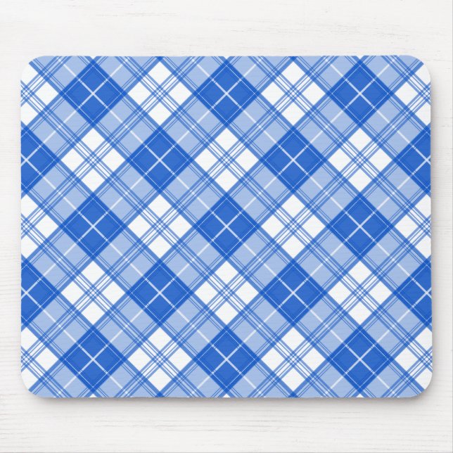 Mousepad Padrão de Tartan Branco Azul Escuro yxm0uat9 na di (Frente)