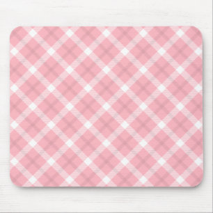 Mousepad Padrão De Tartan Cor-De-Rosa E Branco