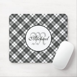 Mousepad Padrão de Tartan Gratuito Gratuito Monograma Branc