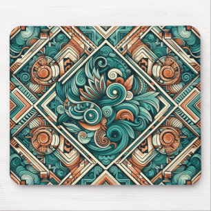 Mousepad Padrão de Teal e Terracotta inspirado no asttec
