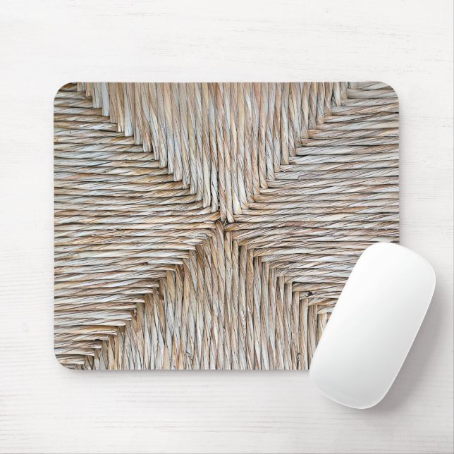 Mousepad Padrão de tecelagem de fibra natural simétrico (Com mouse)