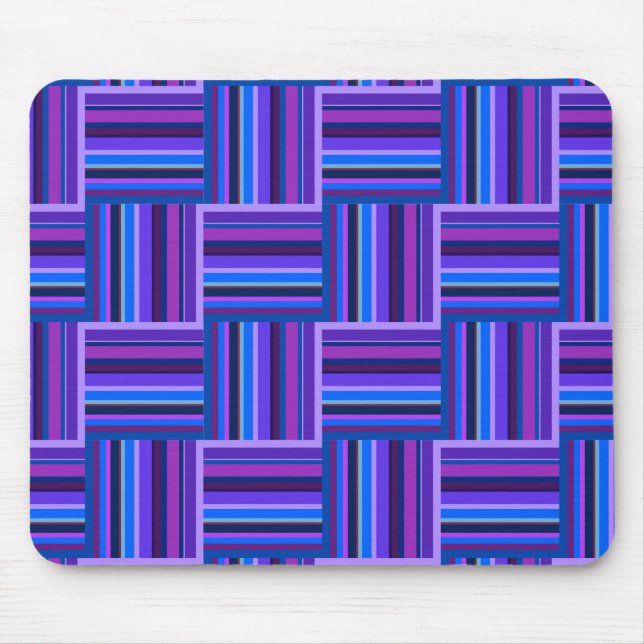 Mousepad Padrão de tecelagem de fitas azuis e roxas (Frente)