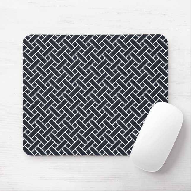 Mousepad Padrão de tecelagem do Japão branco azul Marinho V (Com mouse)