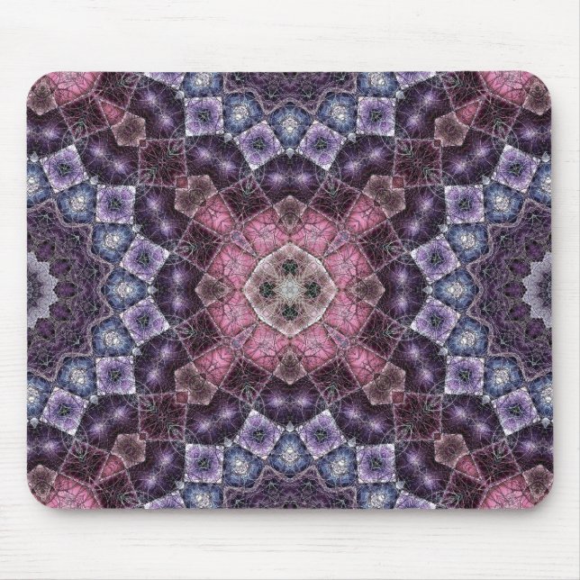 Mousepad Padrão de teia de mandala rosa e roxo vibrante (Frente)