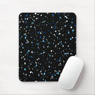 Mousepad Padrão de Terrazzo azul preto moderno em tendênc