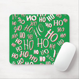 Mousepad Padrão de texto de Natal HO HO HO branco verde ver