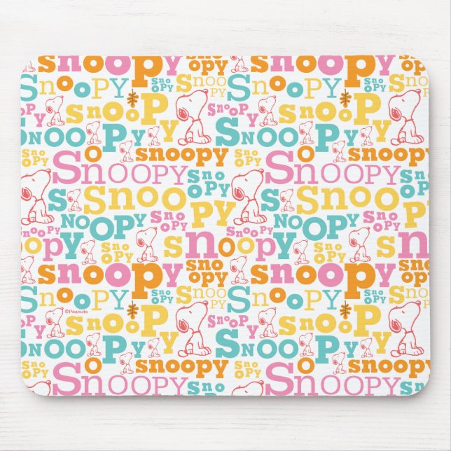 Mousepad Padrão de Texto do Pastel do Snoopy (Frente)