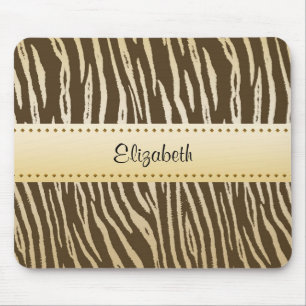 Mousepad Padrão de Tigre Dourado para Animais Marrom Elegan