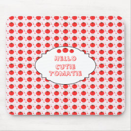 Mousepad Padrão de Tomate Vermelho Fofo Olá Cutie Tomatie