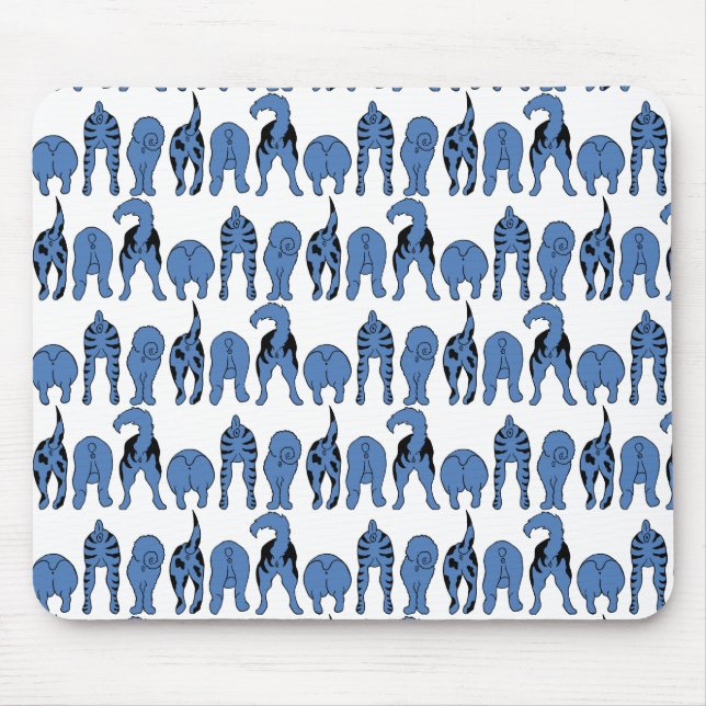 Mousepad Padrão de Traseros de Cachorro Azul (Frente)