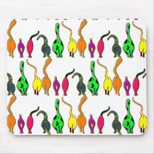 Mousepad Padrão de Traseros de Gatos Coloridos