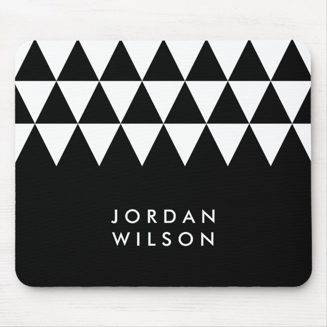 Mousepad Padrão de Triângulo Branco Mínimo Negro (Frente)